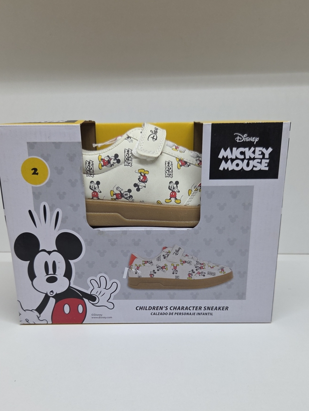 Disney Mickey Mouse White Kids Sneakers with Red & Yellow Accents